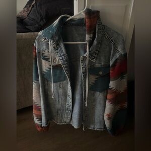 Jean jacket with cute pattern, never worn